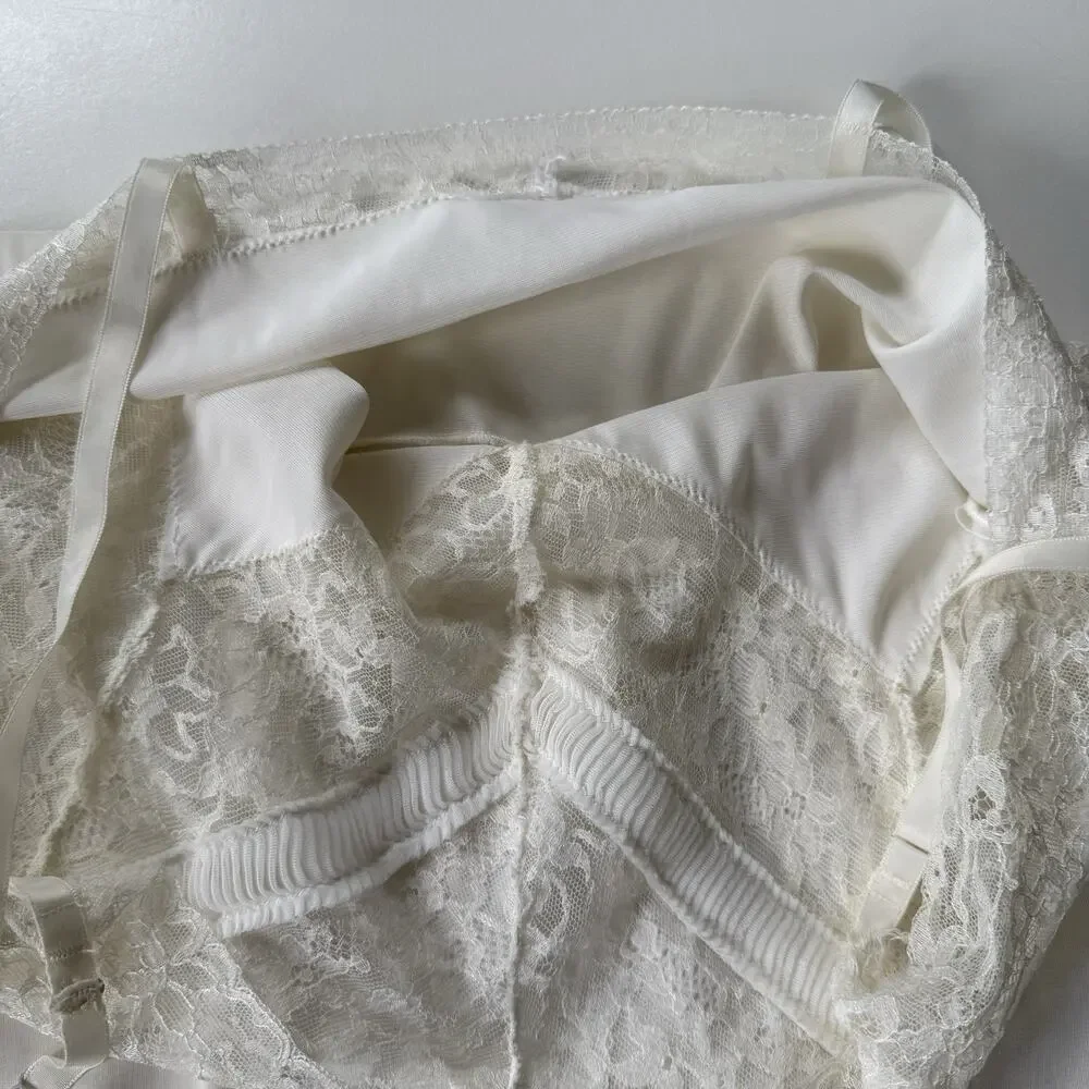 Vintage Slip Dress Cream Lace Trim Cottagecore Soft Goth Festival Women’s Size S